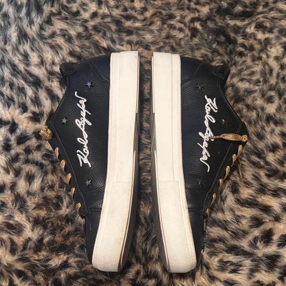 Karl Lagerfeld Black Sneakers with Gold Laces - Picture 9 of 16